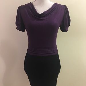 🌻 3/$20 NWT thin cowl neck purple and black dress